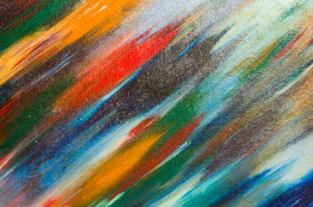 Bright cloth covered with watercolor paint. Bright smears, short green, red, yellow and blueの写真素材