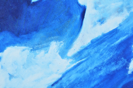 Blue, dark blue and white watercolor paint on canvas. Texture, wallpaper, backgroundの写真素材