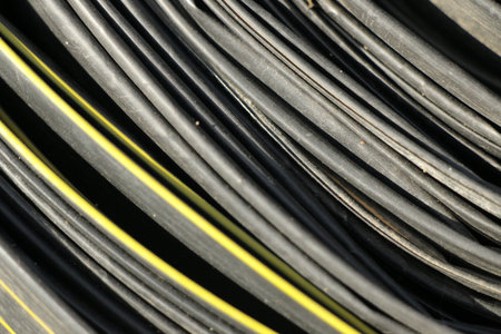 Rubber wires, texture, abstraction, background wallpaper Black and yellow colors
