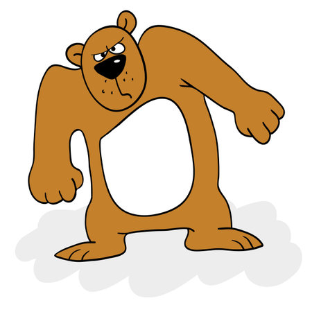 A cartoon bear with an angry expression.のイラスト素材