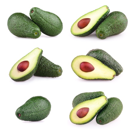 Set of avocados isolated on white backgroundの写真素材