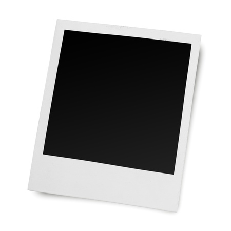 Blank old photo frame isolated on white backgroundの写真素材