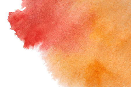 Red-yellow spot, watercolor abstract hand painted backgroundの写真素材