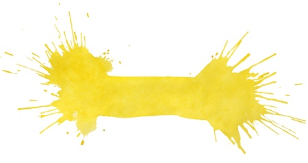 Blot of yellow watercolor isolated on white paperの写真素材