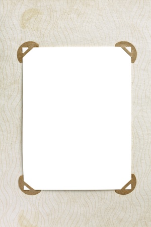 Page of vintage photo album with photo framesの写真素材