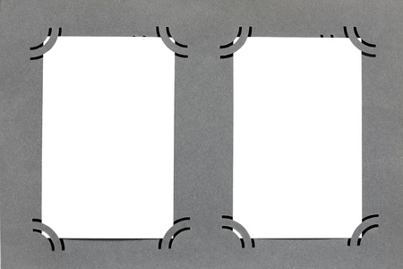 Open vintage album with two frames for photosの写真素材