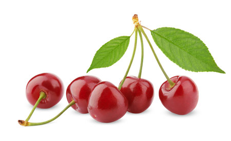 Sweet cherry berry fruit isolated on white background