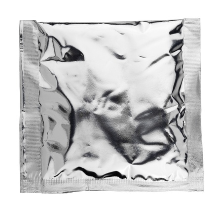 Aluminum Foil Bag Package isolated on white with clipping pathの写真素材