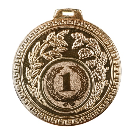 Winner gold medal isolated on white with clipping pathの写真素材