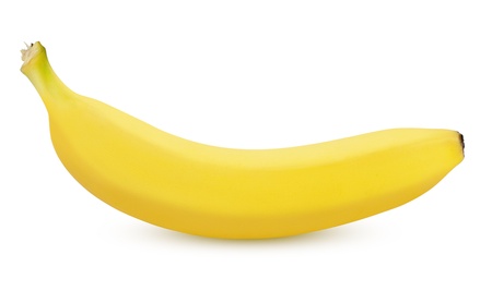 Single ripe banana isolated on white background with clipping pathの写真素材