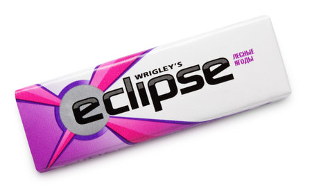 Eclipse chewing gum made by Wrigley isolated on white with clipping pathのeditorial素材
