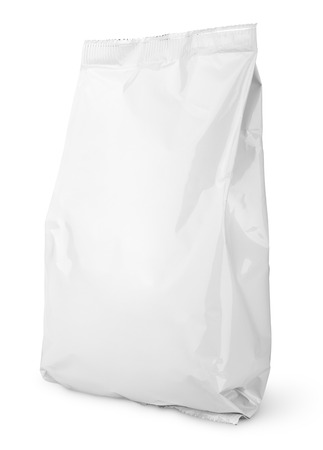 Blank Snack bag package isolated on white with clipping pathの写真素材