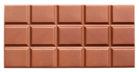 Milk chocolate bar isolated on white background with clipping path