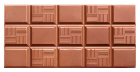 Milk chocolate bar isolated on white background
