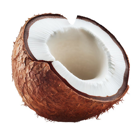 Coconut half isolated on white background. Coco piece. Generative AIの素材