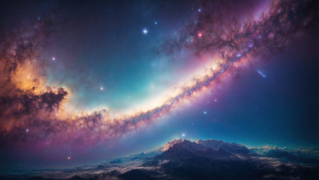 Space background with Milky way on the sky. Generative AIの素材