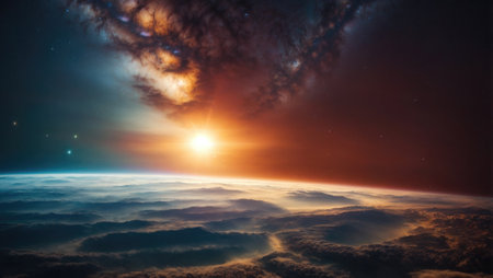 Space background with Milky way on the sky. Generative AIの素材