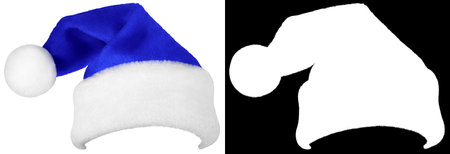 Santa Claus hat or christmas blue cap isolated on white background with high quality clipping mask (alpha channel) for quick isolation. Easy to selection object.の写真素材