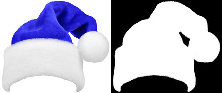 Santa Claus hat or christmas blue cap isolated on white background with high quality clipping mask (alpha channel) for quick isolation. Easy to selection object.の写真素材