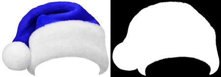 Santa Claus hat or christmas blue cap isolated on white background with high quality clipping mask (alpha channel) for quick isolation. Easy to selection object.の写真素材