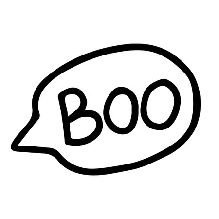 Hand drawn line art of speech bubble with boo sounds boo cloud in black outlineのイラスト素材