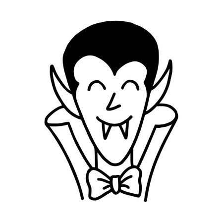 Hand drawn character design of cute dracula in doodle styleのイラスト素材