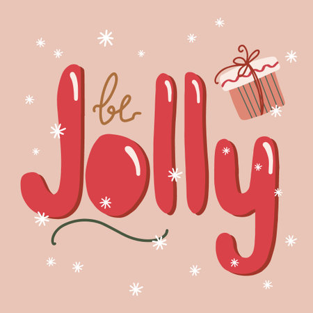 Christmas and new year card with be jolly lettering in retro styleのイラスト素材