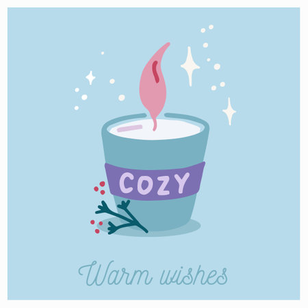 Christmas and new year card with scented candleのイラスト素材