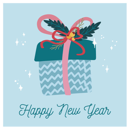Trendy christmas and new year card illustration with christmas gift boxのイラスト素材