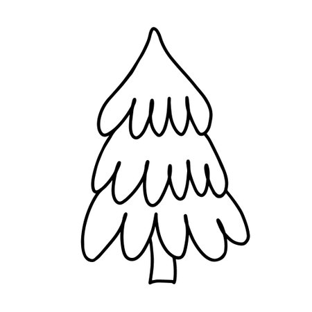 Hand drawn outline illustration of pine. Coniferous tree in doodle style. Vector isolated clipartのイラスト素材