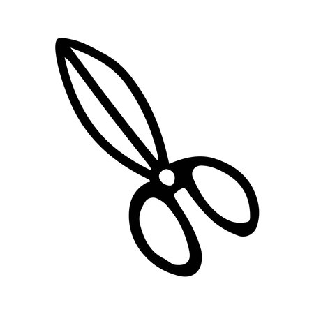Hand drawn black outline vector clipart of scissorsのイラスト素材