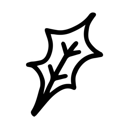 Hand drawn line art of holly leaf in doodle style. Vector isolated clipartのイラスト素材