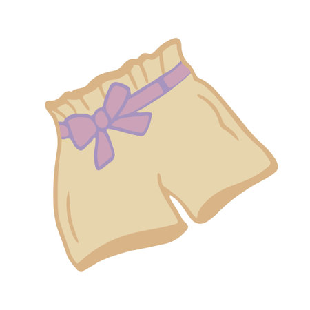 Summer beige shorts with a belt illustration clipart. hand-drawn summer clothing designのイラスト素材