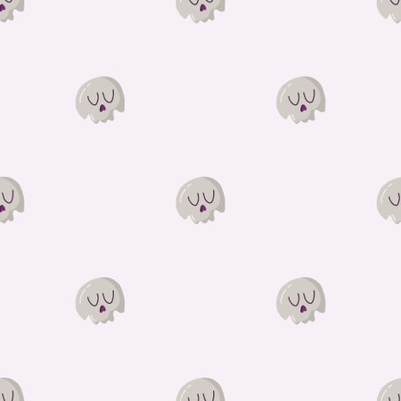 Simple seamless pattern with skull. Halloween trendy concept. Hand drawn vector illustration for cover, stationary, wallpaper, prints, wrapping, textileのイラスト素材