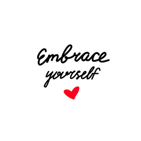 Embrace yourself hand drawn lettering. Vector black typography isolated on white background. Design for prints, poster, bannerのイラスト素材