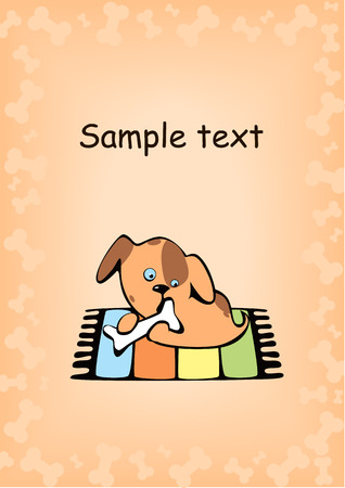 little puppy who chews a boneのイラスト素材