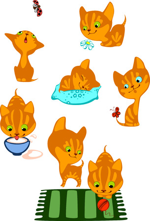 The complete set of cheerful red kittensのイラスト素材