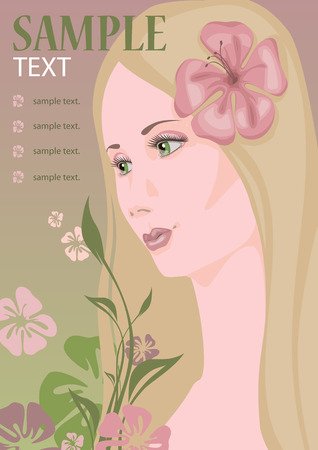 The vector girl of spring, with flowersのイラスト素材