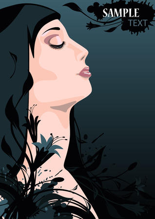 vector winter girl, on a black backgroundのイラスト素材