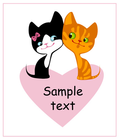 red and black enamoured kittens 2のイラスト素材