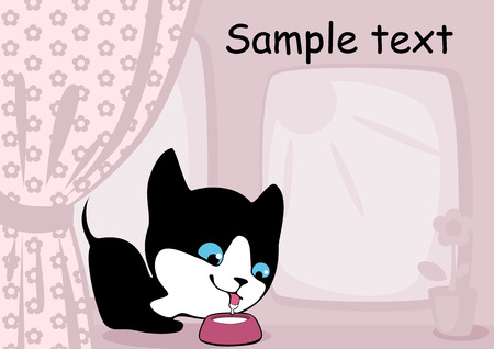 Kitten at a window drinking milk 6のイラスト素材