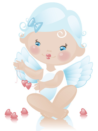 Angel with hearts. valentine. のイラスト素材