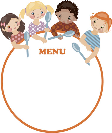 School childhood. Place for your text. menu. Similar in a portfolioのイラスト素材