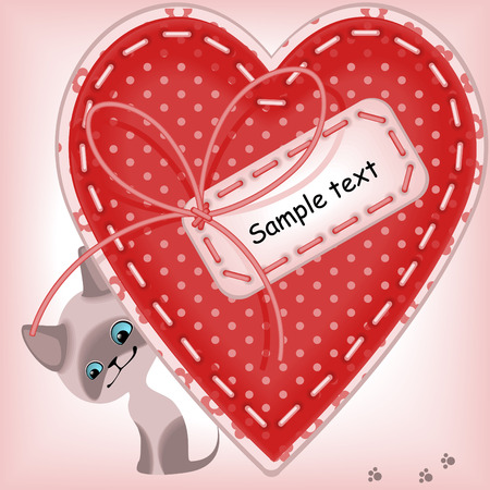 Valentines Day. heart and a kitten 2. Similar in a portfolioのイラスト素材