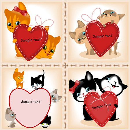 collection of kittens with the heart. love. similar to the portfolioのイラスト素材
