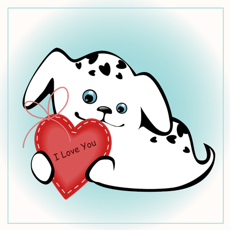 funny white puppies with a heart 4. similar to the portfolioのイラスト素材