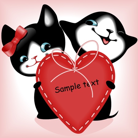 heart. black kittens. similar to the portfolioのイラスト素材
