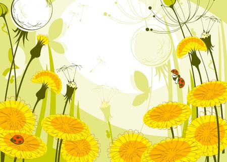postcard with dandelions. Similar to portfolioのイラスト素材