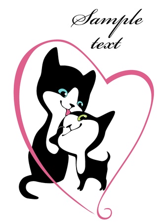 kittens with mom in pink 2 のイラスト素材