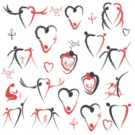 love. line. set of stylized  figuresのイラスト素材